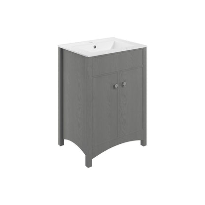 Paddock 610mm Floor Standing Basin Unit (exc. Basin) - Grey Ash