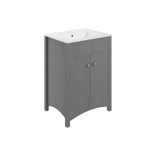 Mueble de lavabo para fijación al suelo Paddock de 610 mm (sin lavabo) - Fresno gris
