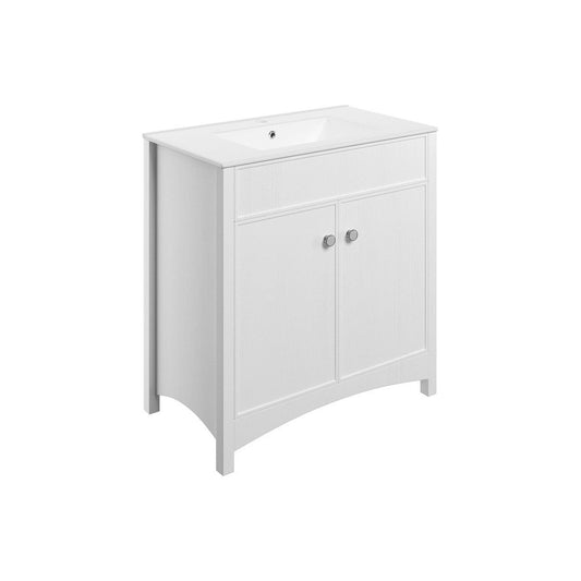 Meuble de lavabo et lavabo sur pied Paddock 810 mm - Frêne blanc satiné