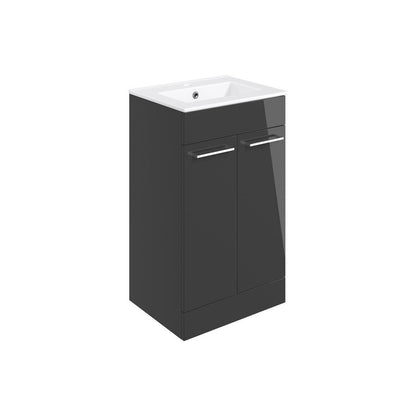 Bateba 510mm Floor Standing 2 Door Basin Unit & Basin - Anthracite Gloss