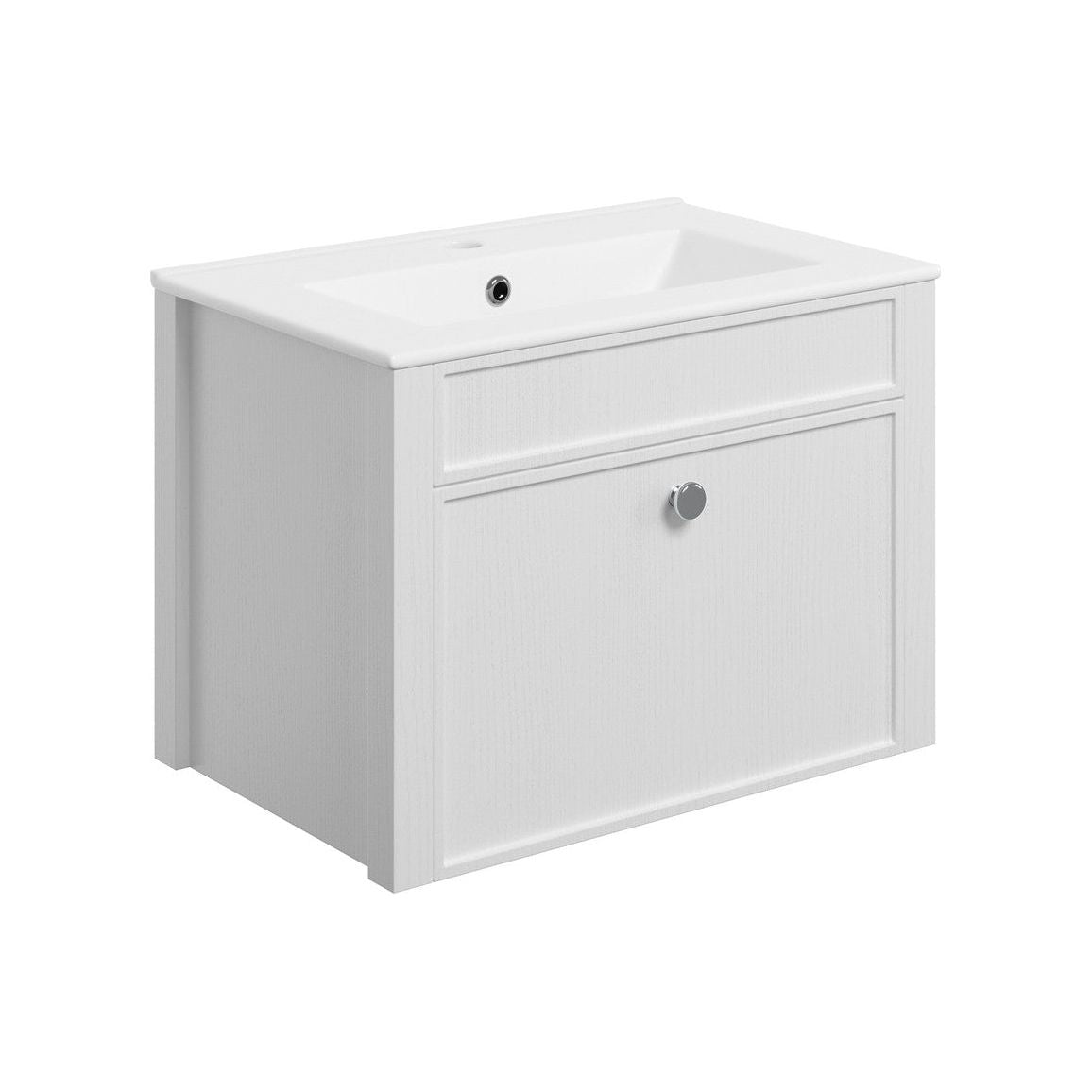 Mueble de lavabo suspendido Paddock de 605 mm (sin lavabo) - Fresno blanco satinado