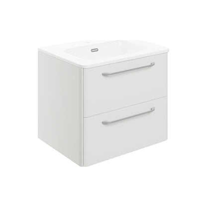 Engleman 610mm 2 Drawer Wall Unit & Basin - White Gloss