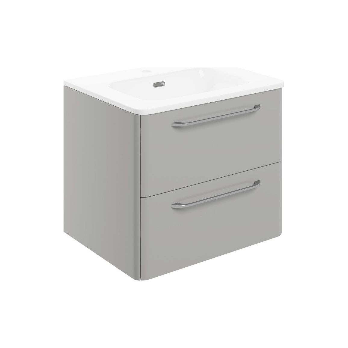 Engleman 610mm 2 Drawer Wall Unit & Basin - Grey Gloss