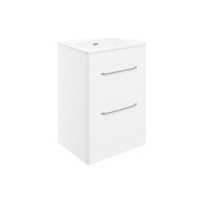 Meuble de sol et lavabo à 2 tiroirs Engleman 610 mm - Blanc brillant