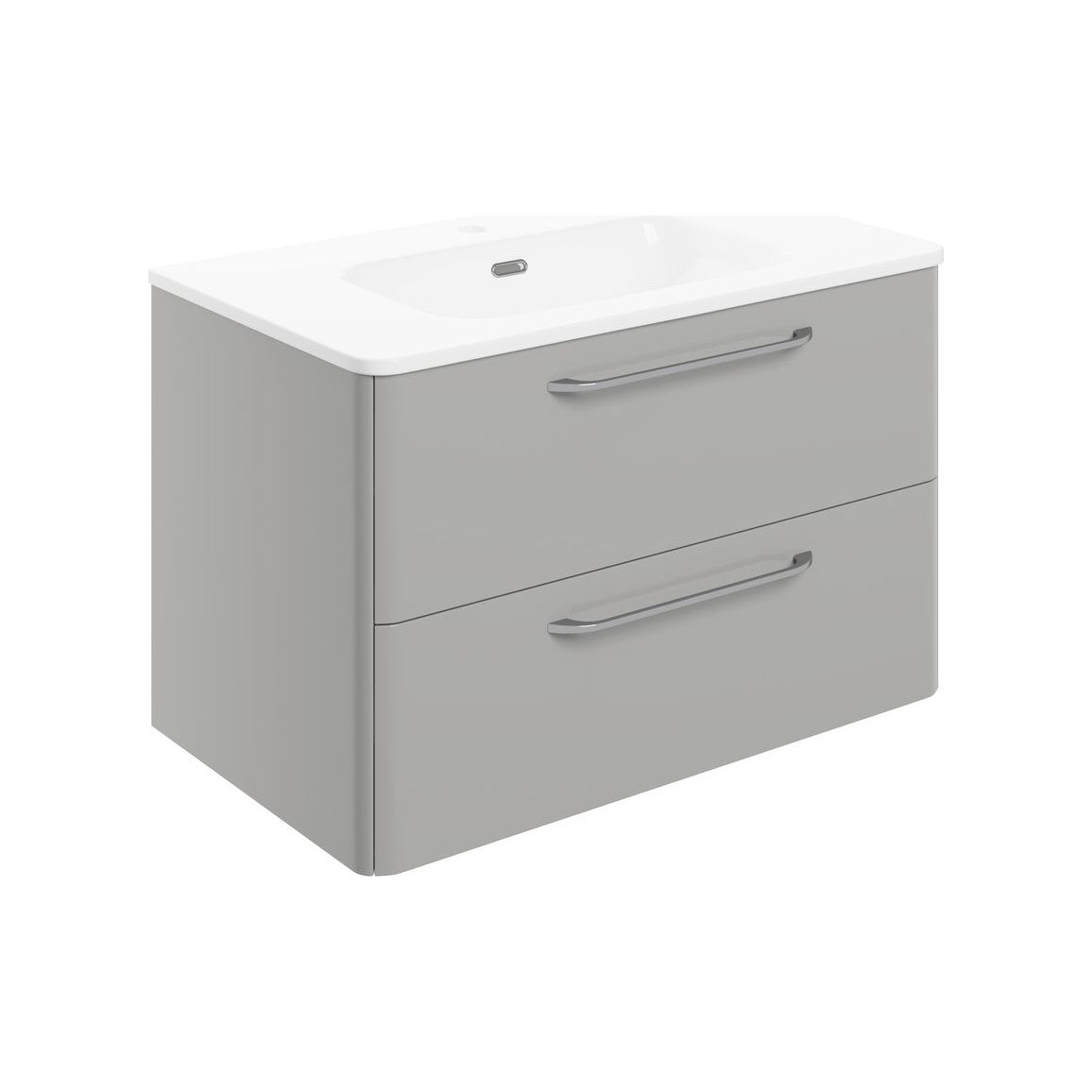 Engleman 810mm 2 Drawer Wall Unit & Basin - Grey Gloss