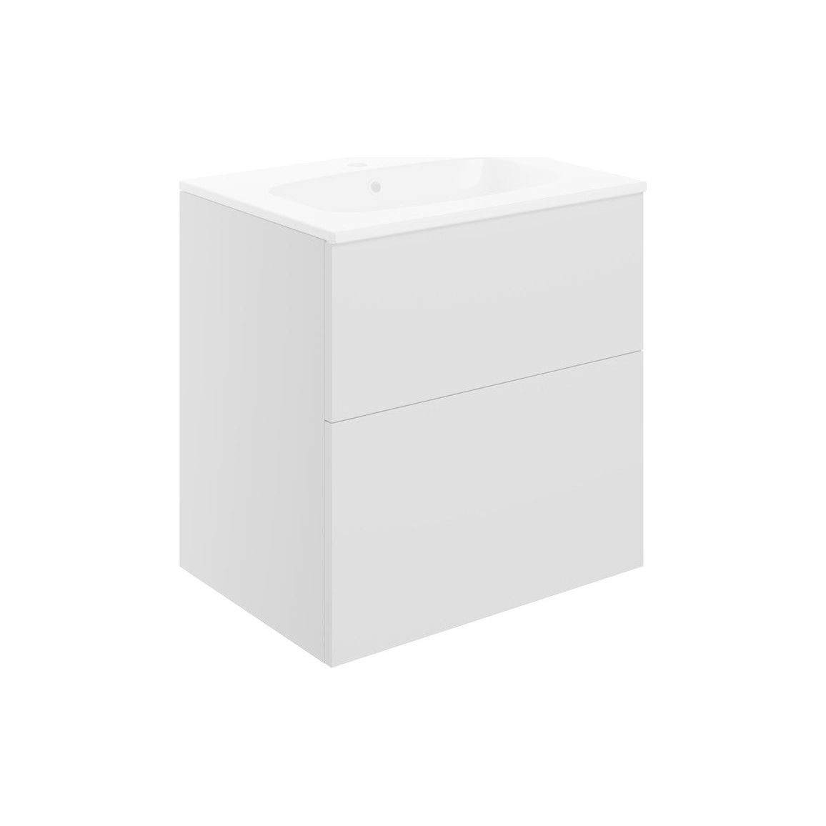 Glen 610mm Wall Hung 2 Drawer Basin Unit & Basin - Matt White