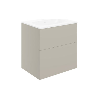 Glen 610mm Wall Hung 2 Drawer Basin Unit & Basin - Matt Latte