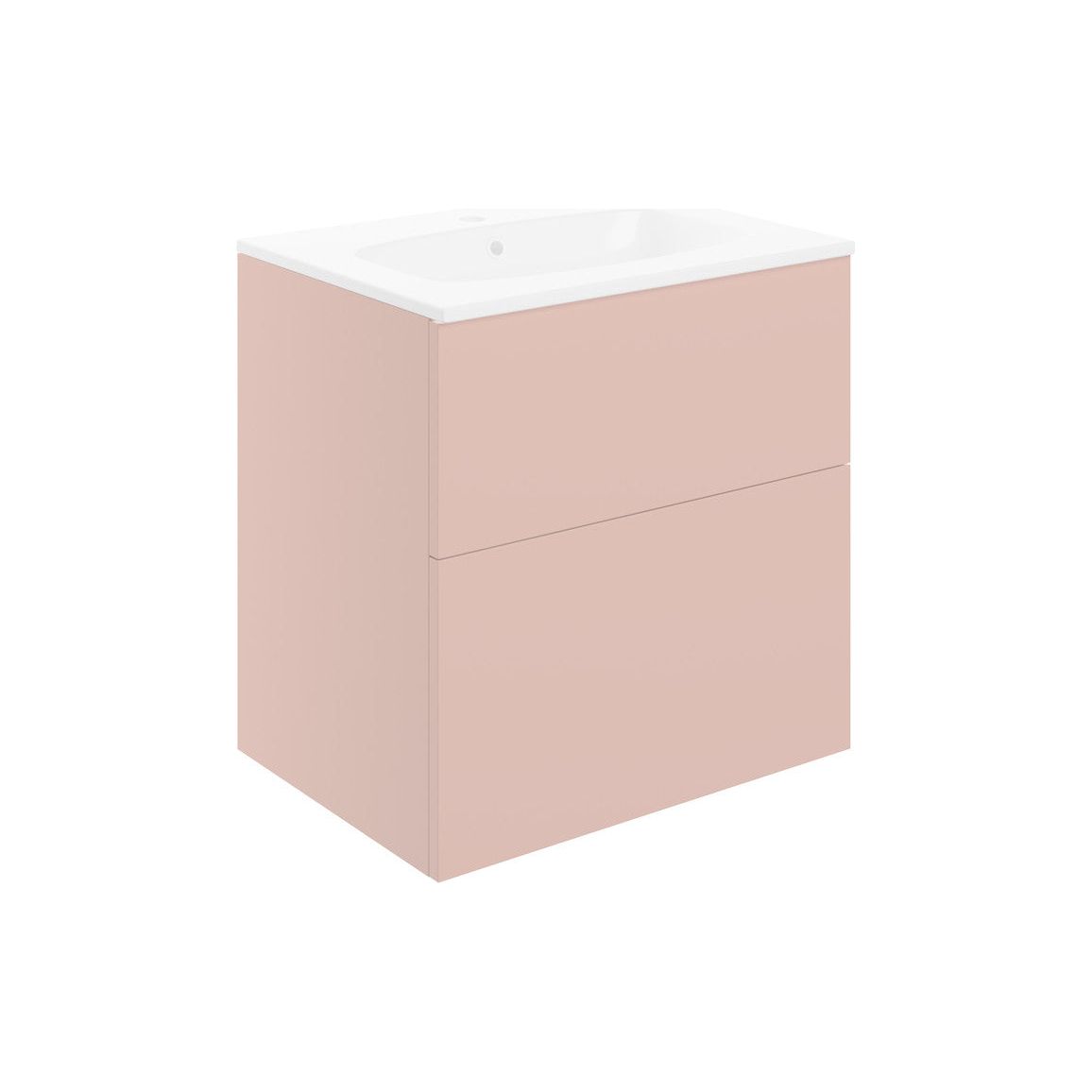 Mueble de lavabo y lavabo Glen de 610 mm suspendido con 2 cajones - Rosa antiguo mate