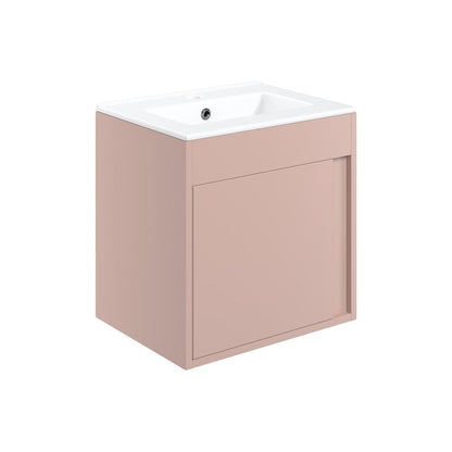 Delmar 510mm Wall Hung Unit Inc. Basin - Matt Antique Rose