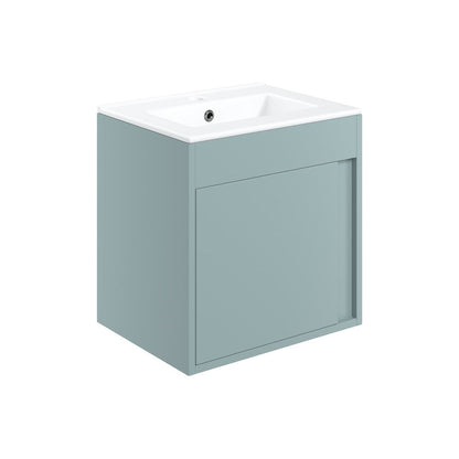 Delmar 510mm Wall Hung Unit Inc. Basin - Matt Sea Green