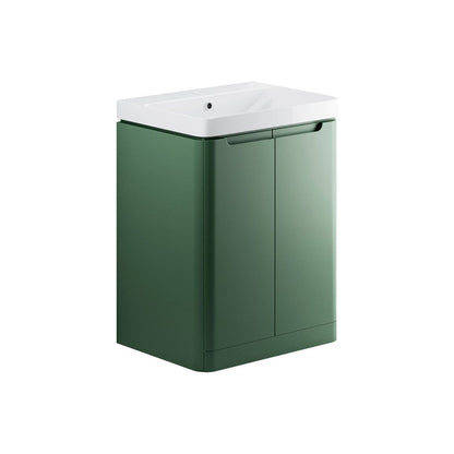 Fawn 600mm 2 Door Floor Standing Basin Unit - Matt Sage Green