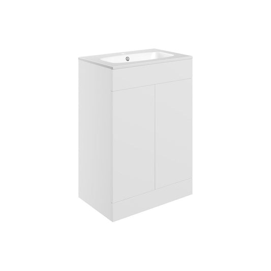 Mueble para lavabo y lavabo de 2 puertas Glen, de 615 mm, para fijación al suelo, color blanco mate