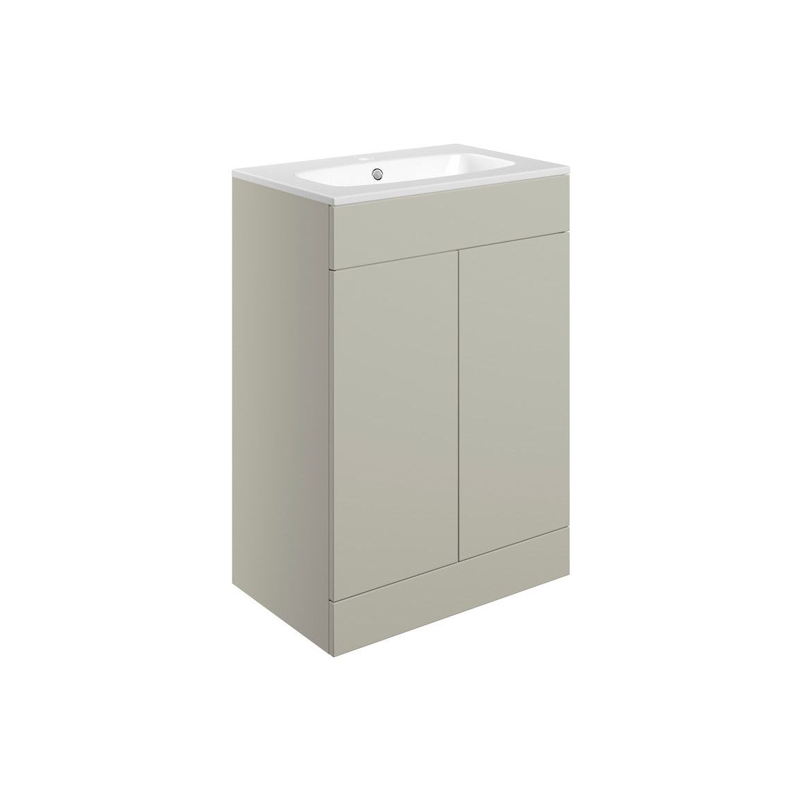 Mueble de lavabo y lavabo Glen de 615 mm para fijación al suelo con 2 puertas - Matt Latte