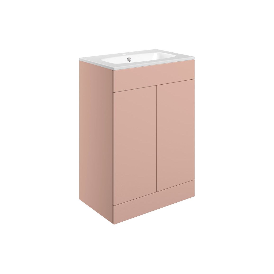 Mueble de lavabo y lavabo Glen de 615 mm para fijación al suelo con 2 puertas - Rosa antiguo mate