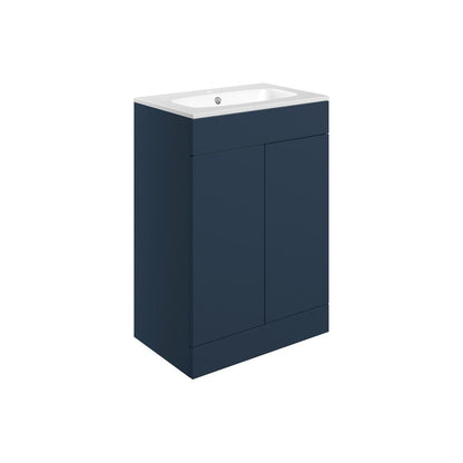 Meuble Lavabo et Lavabo à 2 Portes à Poser au Sol Glen 615 mm - Bleu Profond Mat