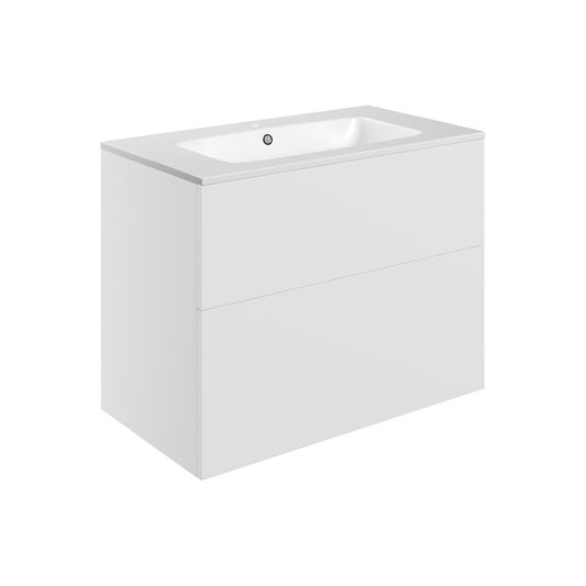 Glen 815mm Wall Hung 2 Drawer Basin Unit & Basin - Matt White