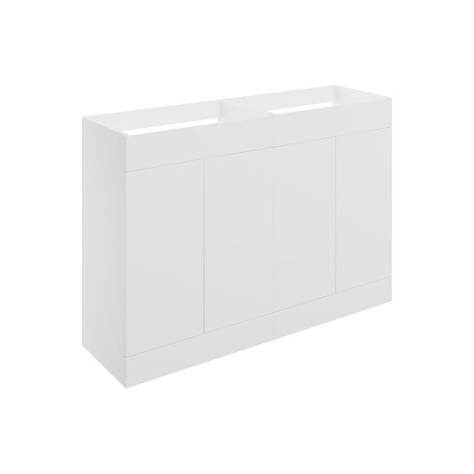 Meuble Lavabo Glen 1180 mm à Poser au Sol à 4 Portes (Sans Plan) - Blanc Mat