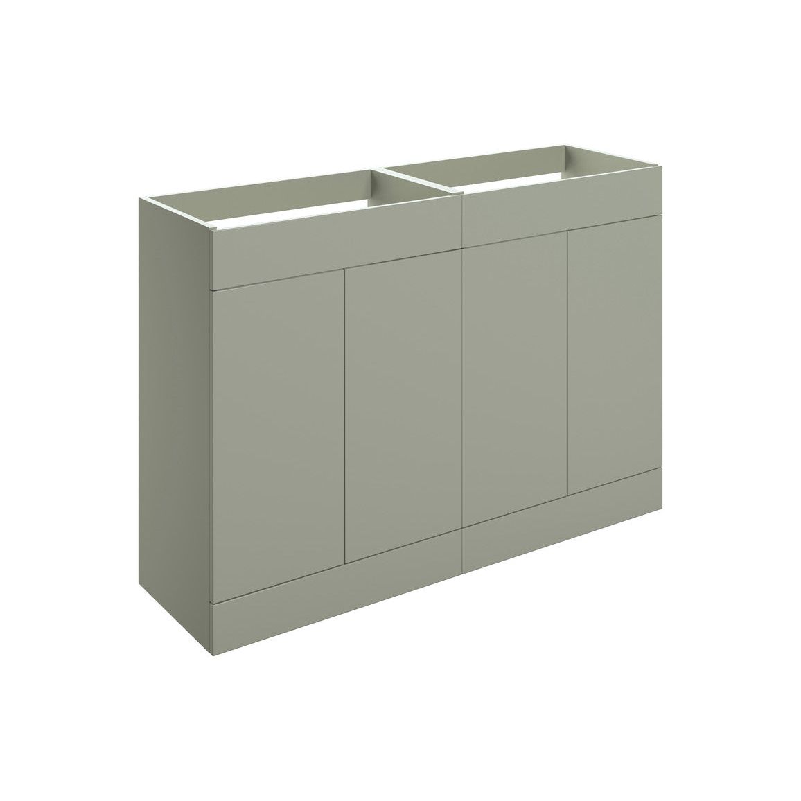 Mueble para lavabo de suelo con 4 puertas y 1180 mm Glen (sin parte superior) - Verde oliva mate