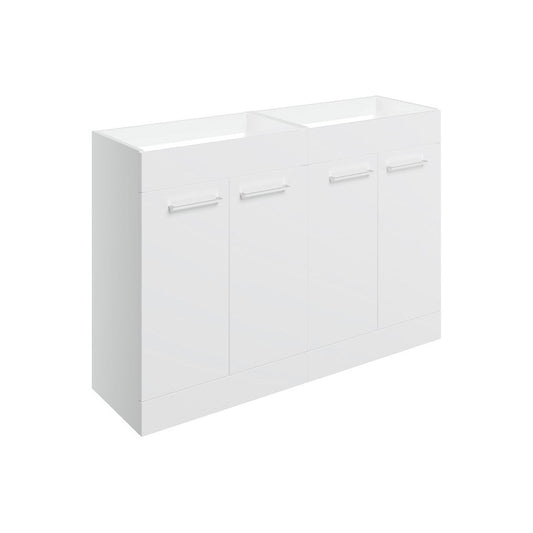 Bateba Mueble para lavabo de suelo con 2 puertas y 1180 mm (sin parte superior) - Blanco brillante