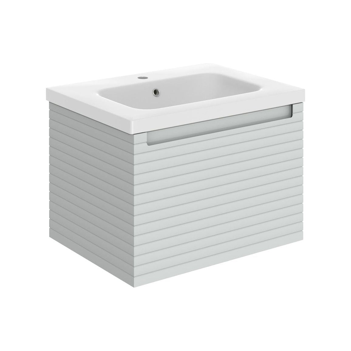 Meuble Lavabo et Vasque Suspendu 1 Tiroir 615 mm Châtaignier - Gris Minéral Mat