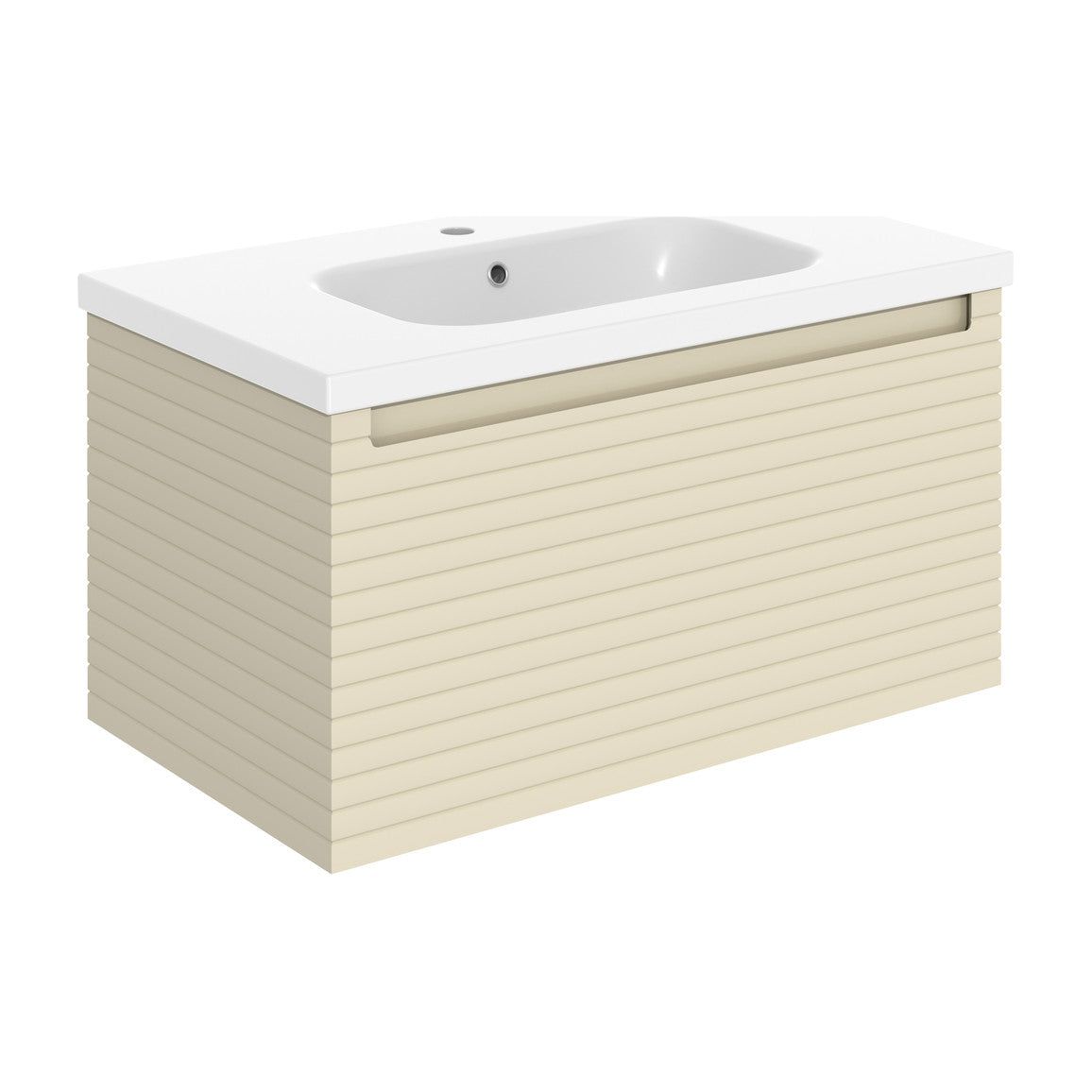 Meuble Lavabo et Vasque Suspendu 1 Tiroir 815 mm Châtaignier - Coton Mat