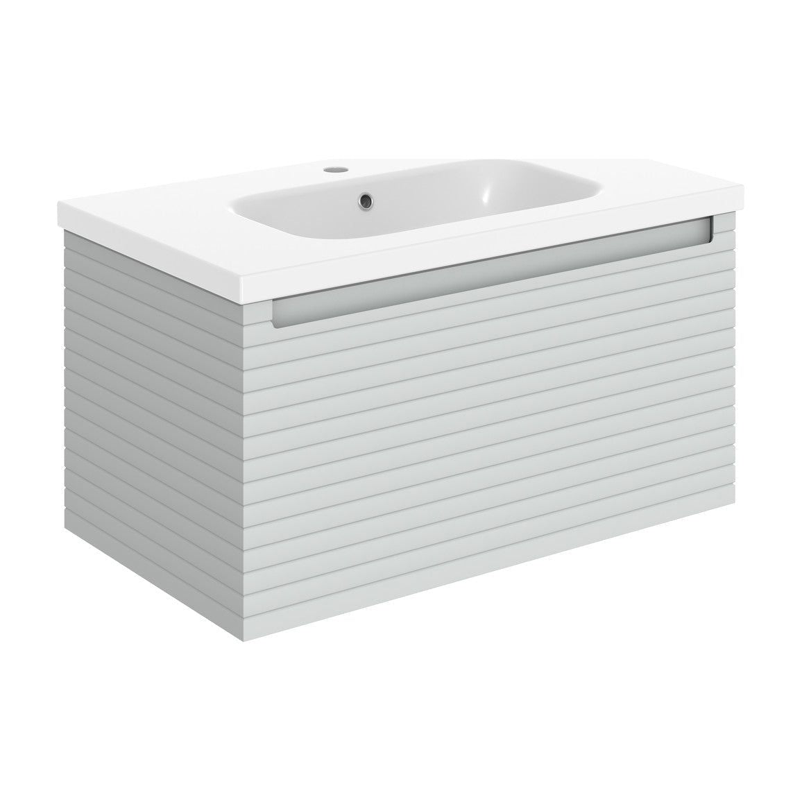 Mueble de lavabo y lavabo suspendido con 1 cajón, 815 mm, color castaño - Gris mineral mate