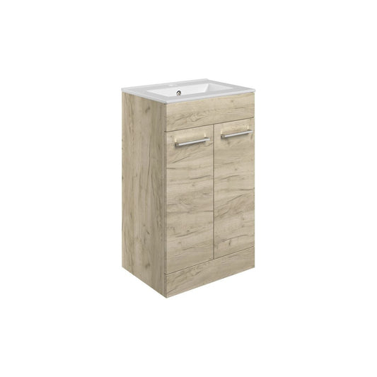 Meuble Lavabo et Lavabo à 2 Portes à Poser au Sol Bateba 510 mm - Chêne