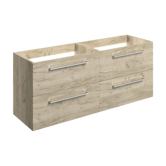 Bateba 1180mm Wall Hung 2 Drawer Basin Unit Run (No Top) - Oak