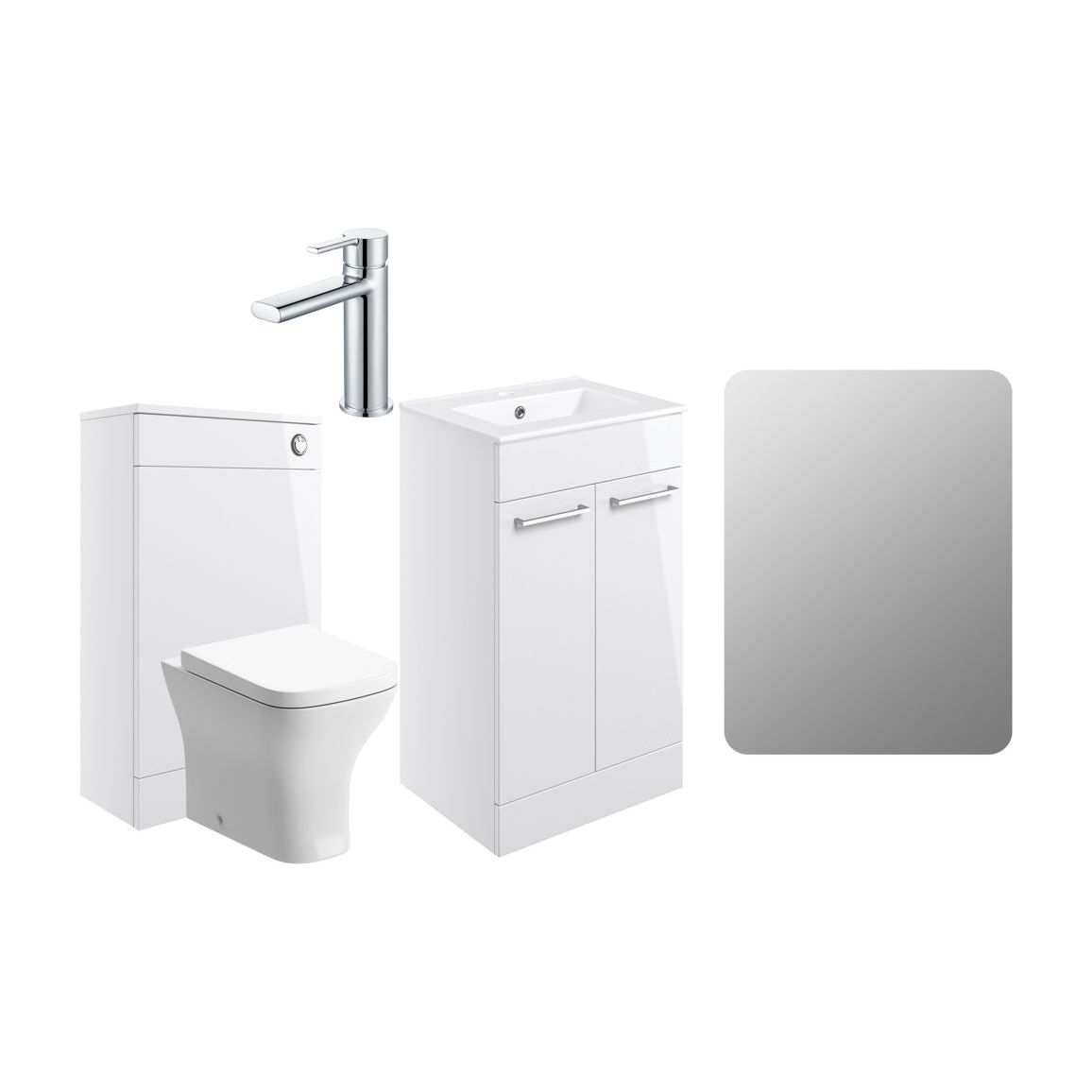 Bateba 510mm F/S Furniture Pack - White Gloss w/Chrome Finishes