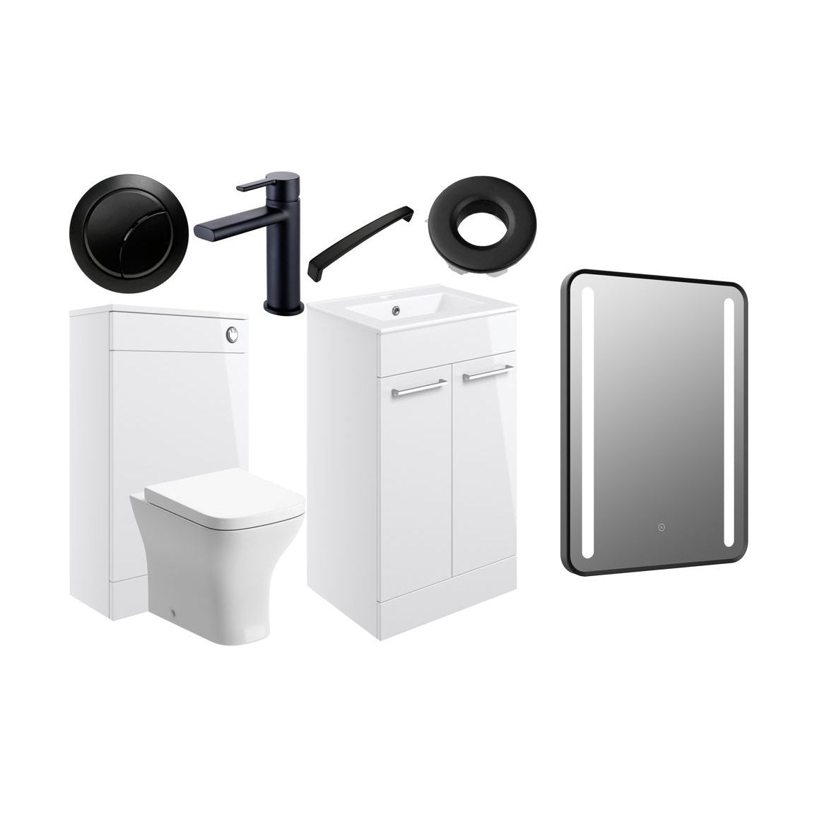 Bateba 510mm F/S Furniture Pack - White Gloss w/Black Finishes