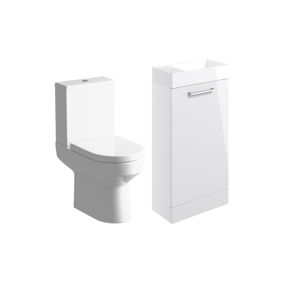 Bateba 410mm F/S Basin Unit & C/C Toilet Pack - White Gloss