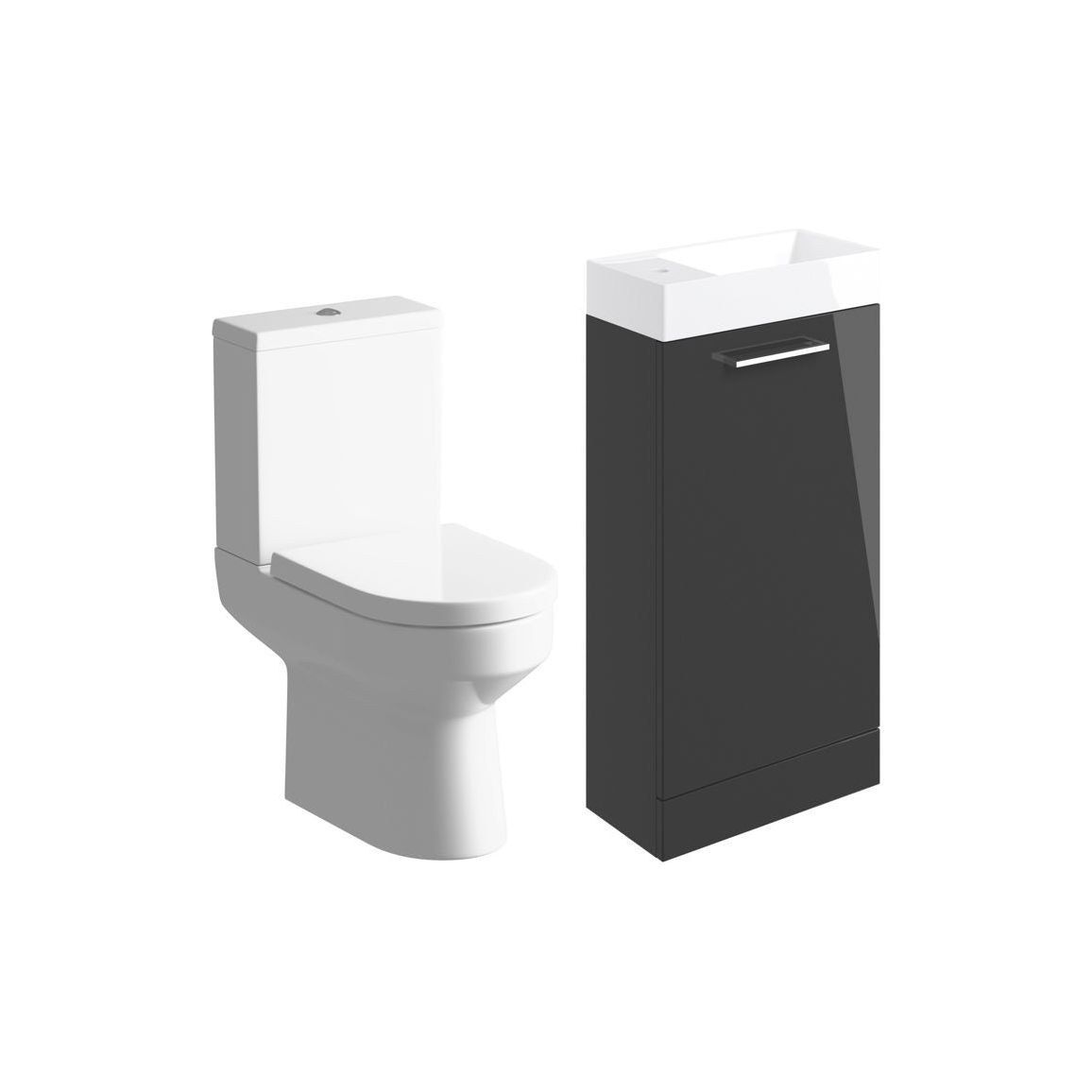 Bateba 410mm F/S Basin Unit & C/C Toilet Pack - Anthracite Gloss