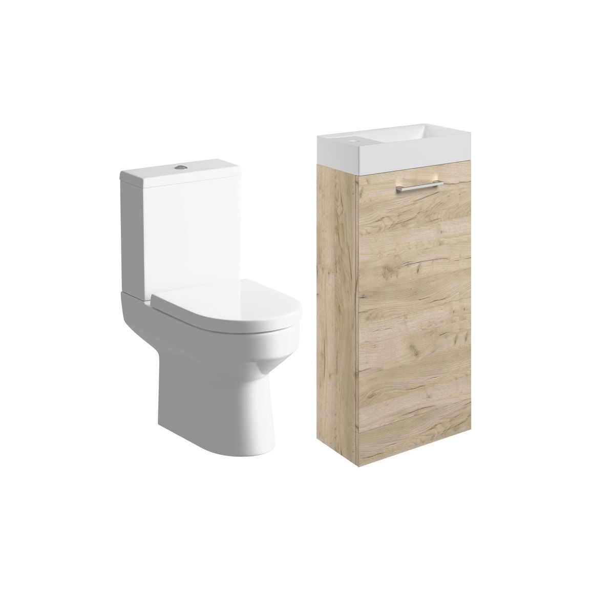 Bateba 410mm F/S Basin Unit & C/C Toilet Pack - Oak