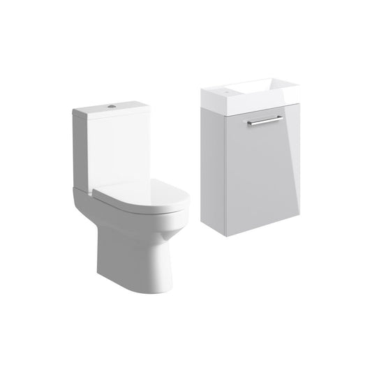 Bateba 410mm W/H Basin Unit & C/C Toilet Pack - Grey Gloss