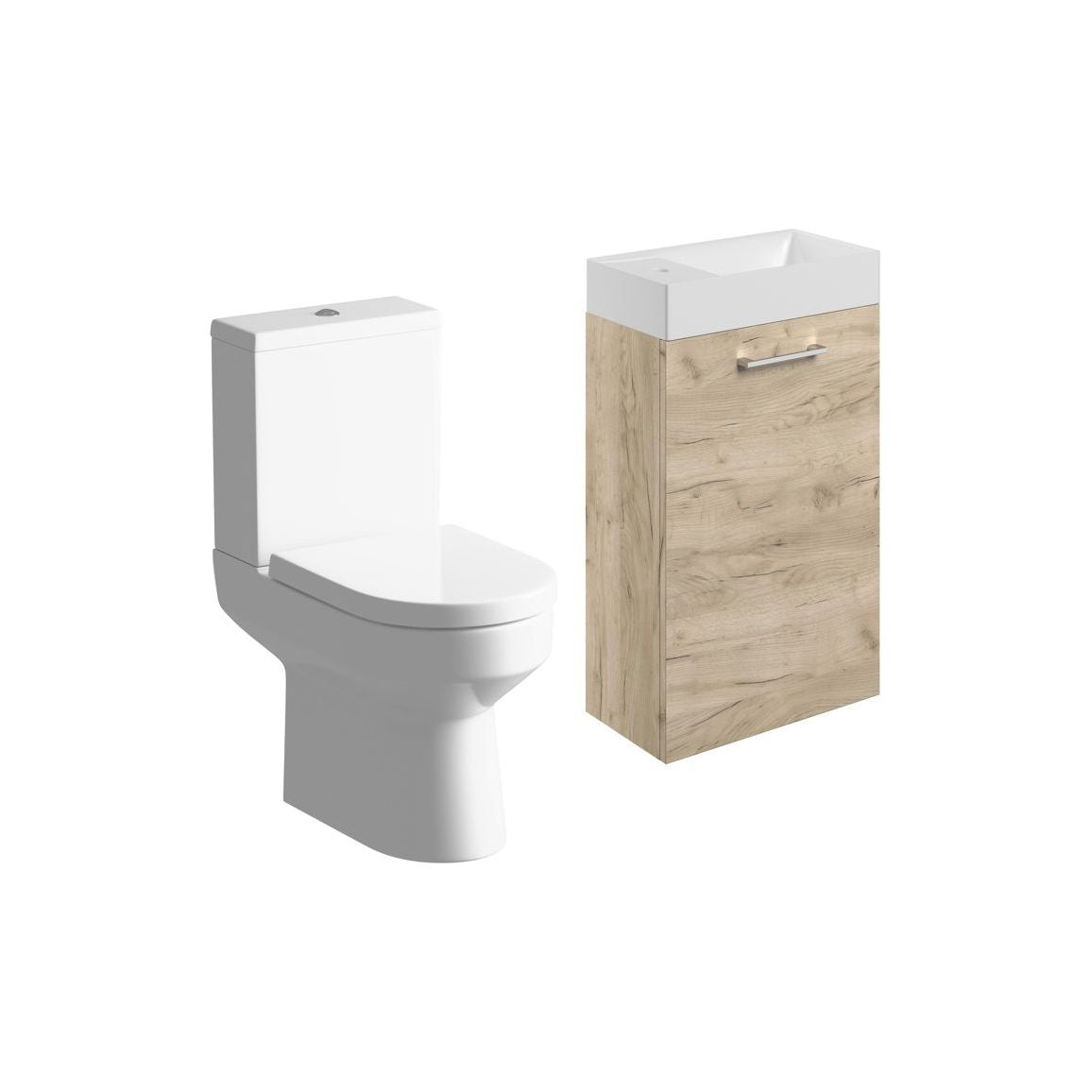 Bateba 410mm W/H Basin Unit & C/C Toilet Pack - Oak