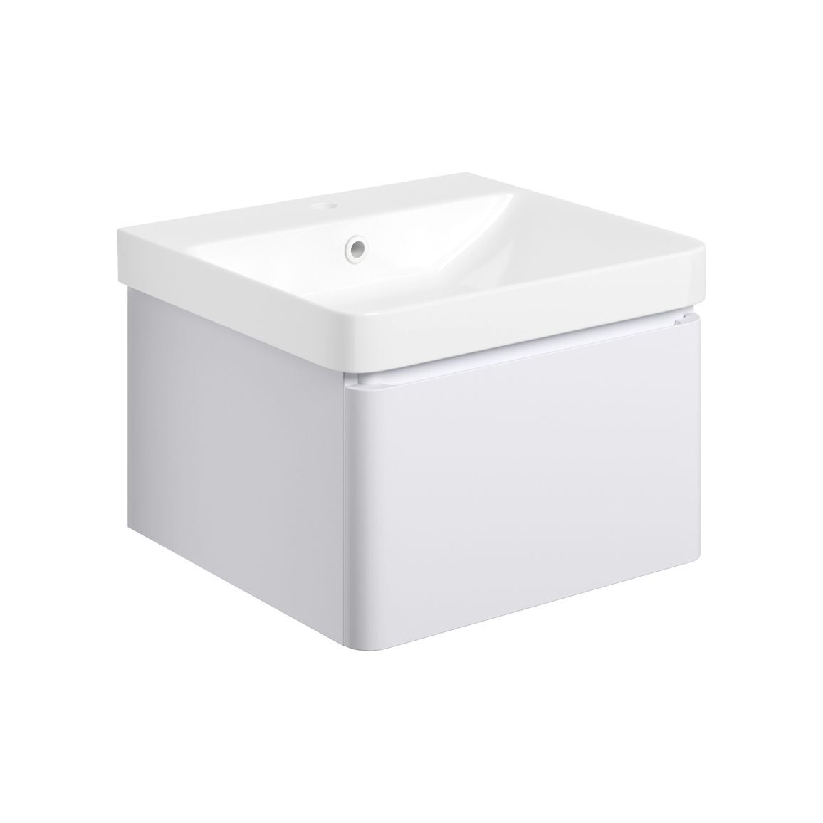 Prisca 500mm Wall Hung 1 Drawer Basin Unit & Basin - Matt White