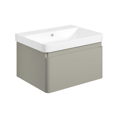 Prisca 600mm Basin Unit & Close Coupled WC Pack - Matt Latte w/Brushed Brass Finishes