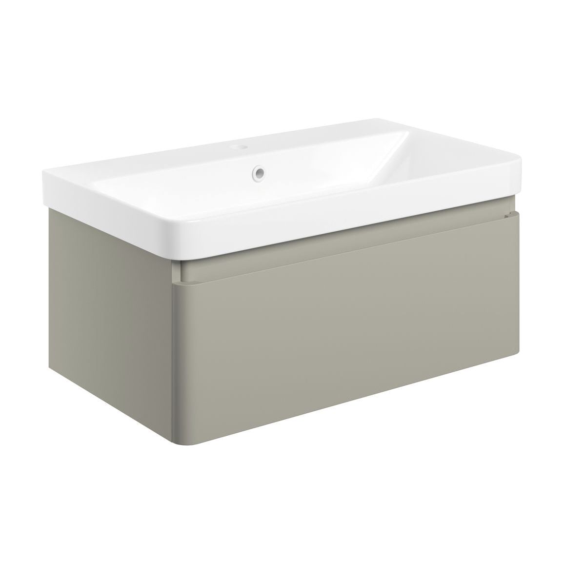 Prisca 805mm Wall Hung 1 Drawer Basin Unit & Basin - Matt Latte