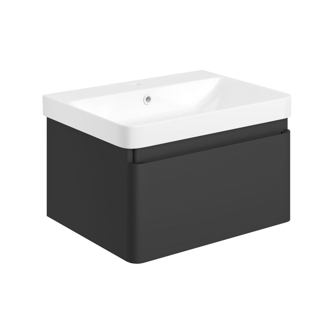 Prisca 605mm Wall Hung 1 Drawer Basin Unit & Basin - Matt Black