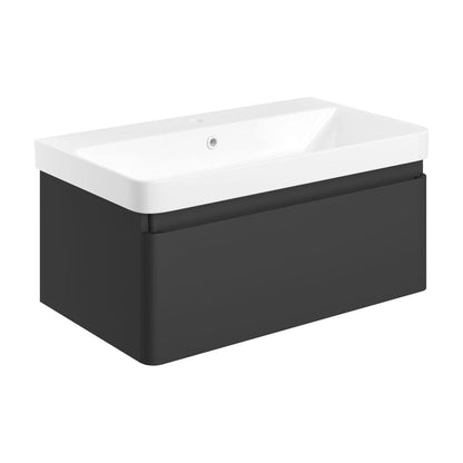 Prisca 805mm Wall Hung 1 Drawer Basin Unit & Basin - Matt Black