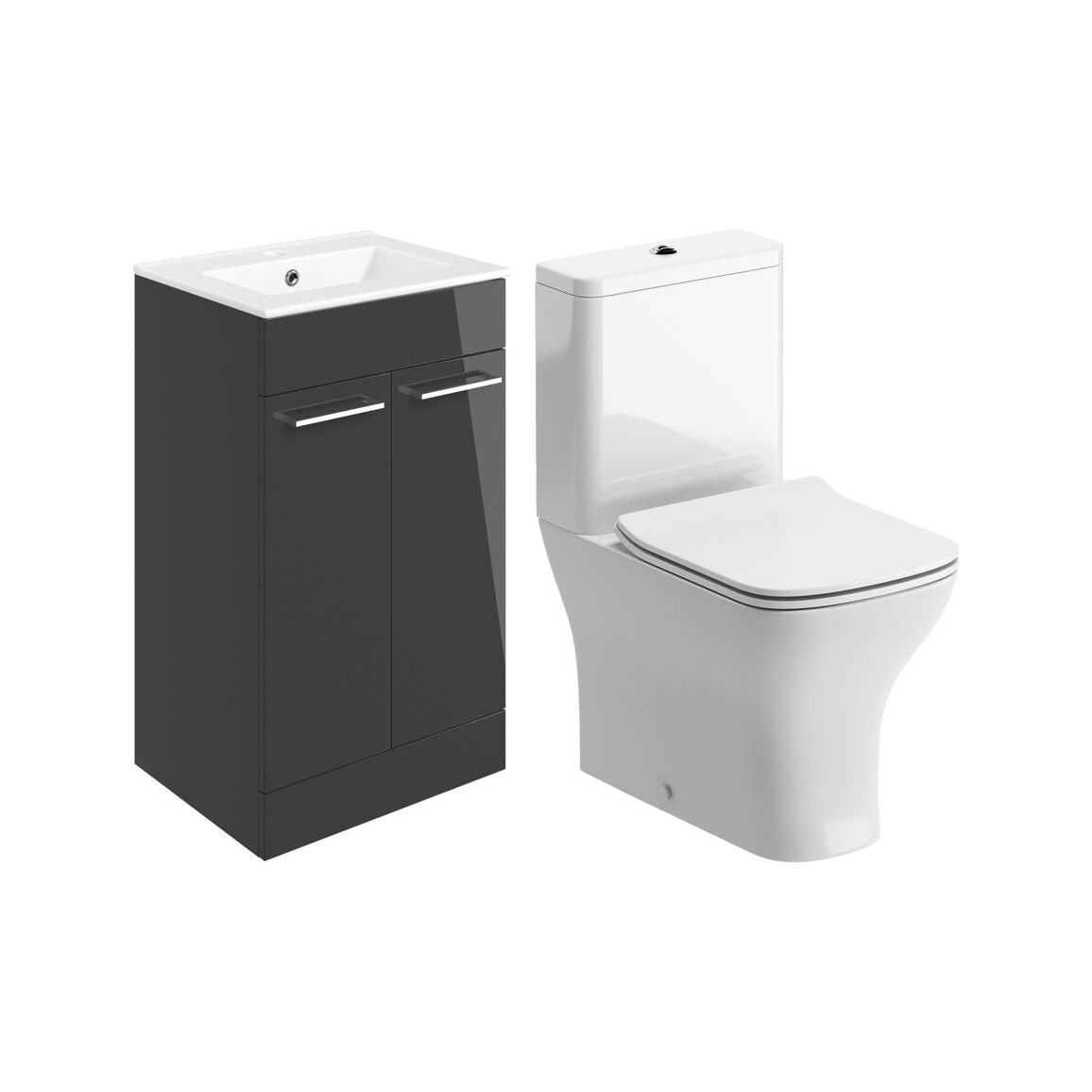 Bateba 510mm Floor Standing Unit & Close Coupled WC Pack - Anthracite Gloss