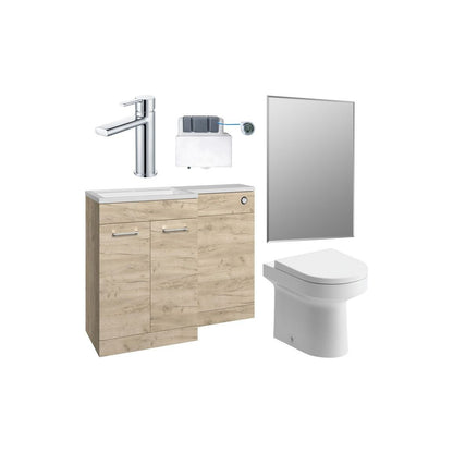 Grove 1100mm Furniture & BTW WC Pack - Oak (LH)