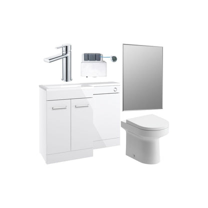 Grove 1100mm Furniture & BTW WC Pack - White Gloss (LH)