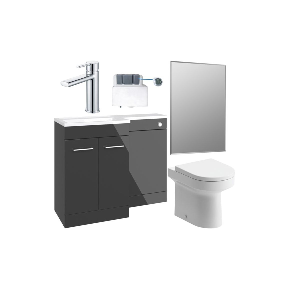 Grove 1100mm Furniture & BTW WC Pack - Anthracite Gloss (LH)