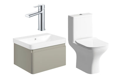 Prisca 600mm Basin Unit & Close Coupled WC Pack - w/Chrome Finishes