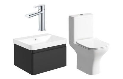 Prisca 600mm Basin Unit & Close Coupled WC Pack - w/Chrome Finishes