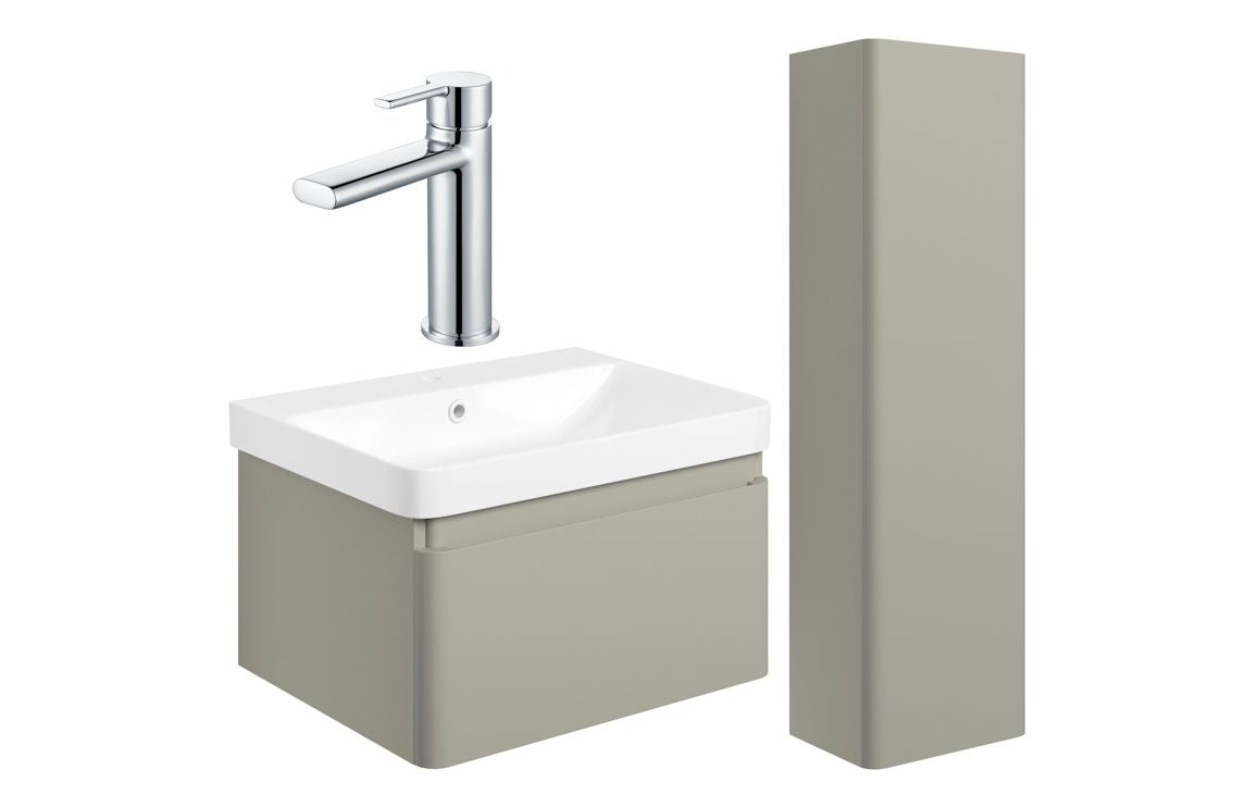 Prisca 600mm Basin Unit & Tall Unit Pack - w/Chrome Finishes