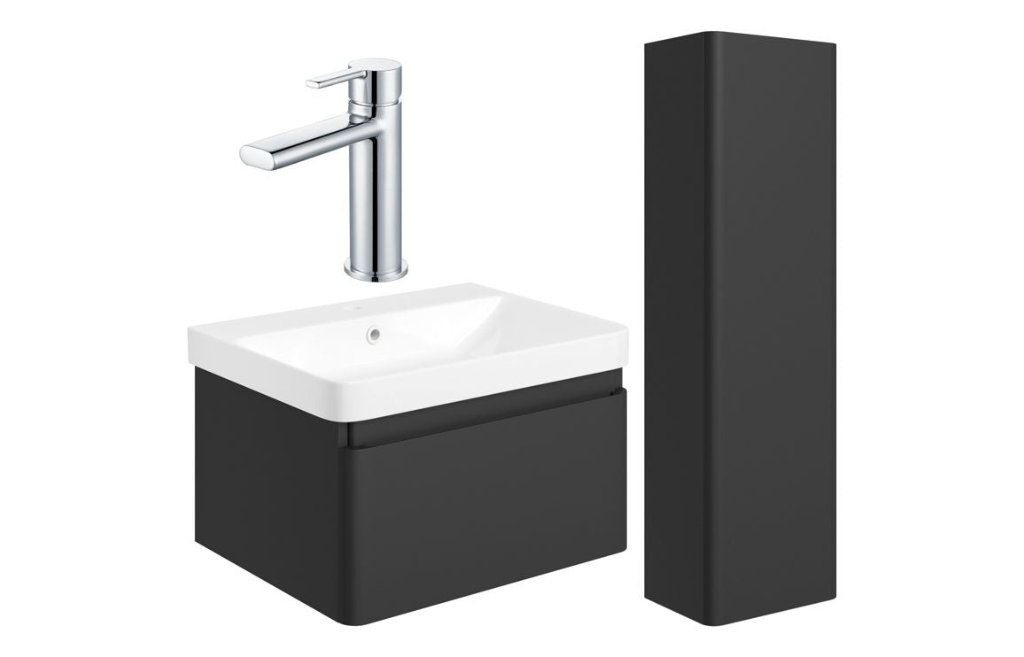 Prisca 600mm Basin Unit & Tall Unit Pack - w/Chrome Finishes