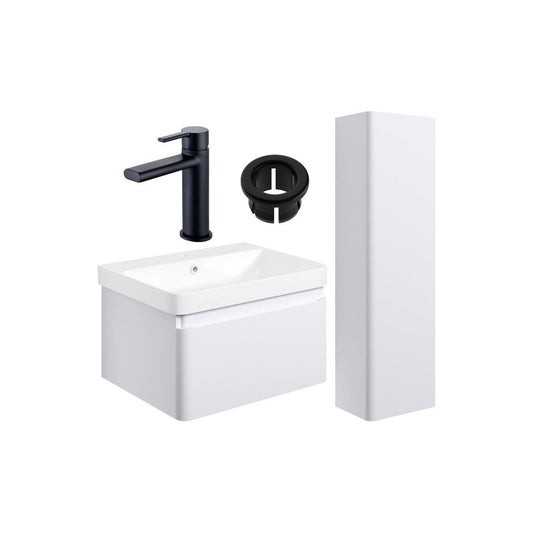 Prisca 600mm Basin Unit & Tall Unit Pack - w/Black Finishes