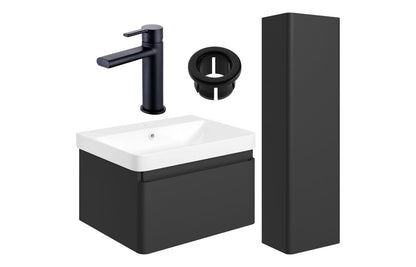 Prisca 600mm Basin Unit & Tall Unit Pack - w/Black Finishes